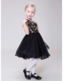 Embroidered One Shoulder Black Pageant Dress with Beading Waist