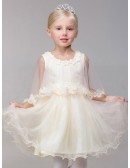 Short Tulle Ballroom Fairy Flower Girl Dress with Lace Puffy Jacket