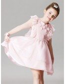 Cute Pink Pleated Flower Girl Dress in Short Length