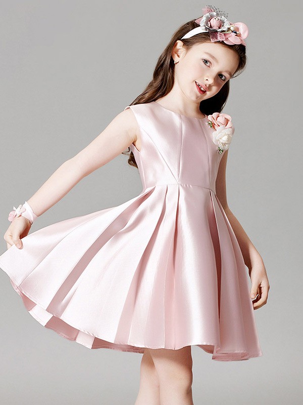 Girls pink 2024 satin dress