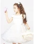 Lovely Pink Ballroom Short Flower Girl Dress with Satin Top and Tulle Gown