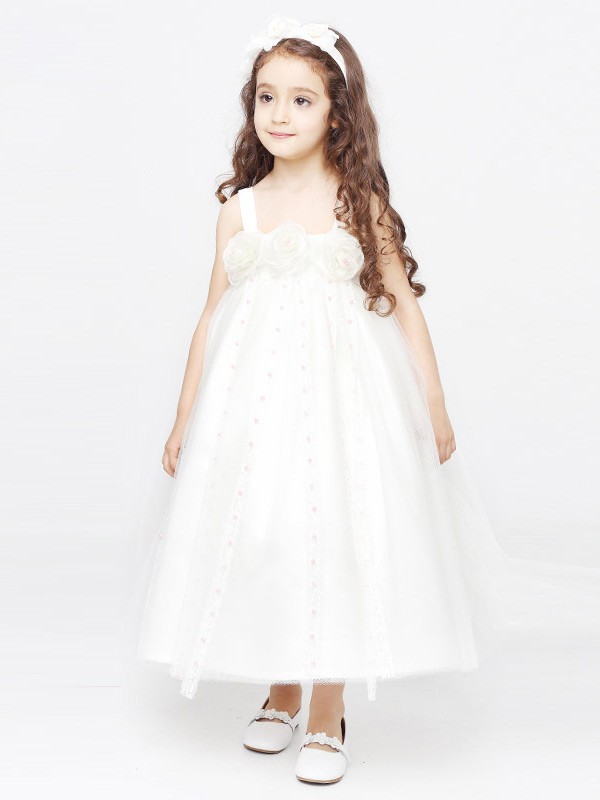 Empire Waist Ball Gown Fairy Flower Girl Dress in Ankle Length - GemGrace