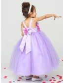 Ball Gown Tulle Lavender Flower Girl Dress with Petals Bodice