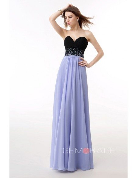 Sweetheart Two-Tone Beaded Empire Waist Long Prom Dress Lavender