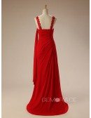 A-line Sweetheart Sweep Train Chiffon Prom Dress With Beading Appliquer Lace