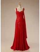 A-line Sweetheart Sweep Train Chiffon Prom Dress With Beading Appliquer Lace