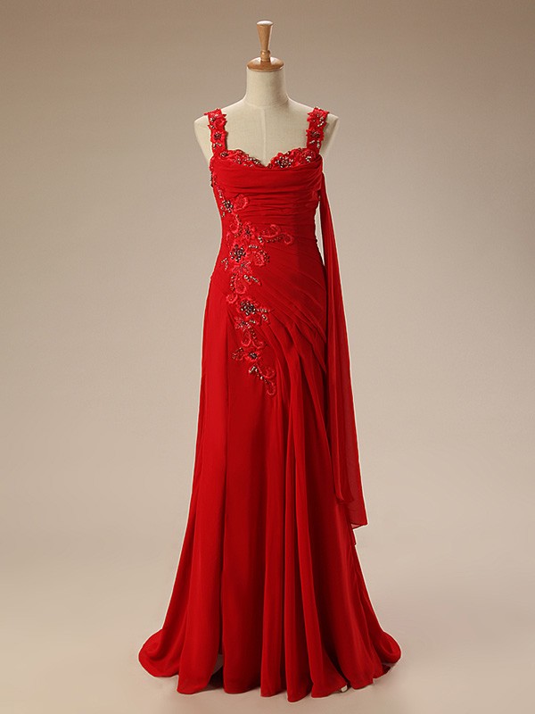 Yellow Chiffon Sweetheart Pleats Sweep Train Prom Dress LBQ1885 main image 1
