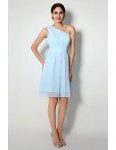 Short One-shoulder Tea-length Dridesmaid Dress