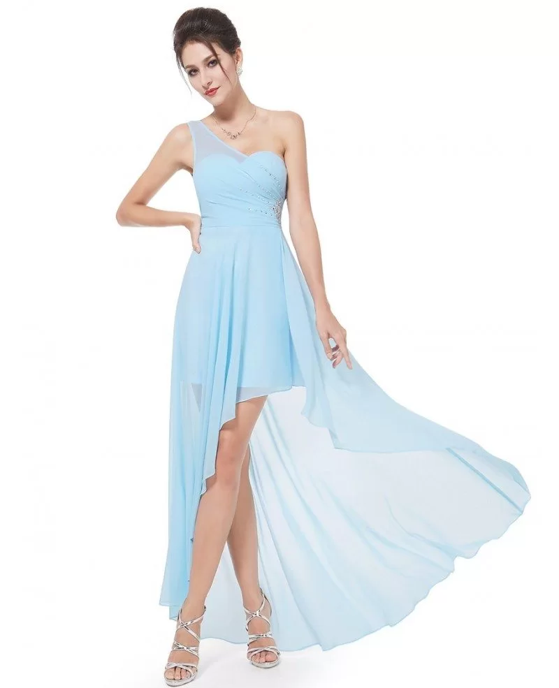 one shoulder chiffon