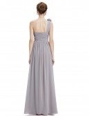A-line One-shoulder Floor-length Chiffon Bridesmaid Dress With Ruffles
