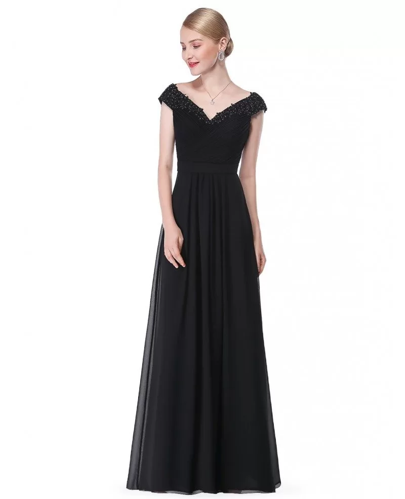 A-line V-neck Floor-length Chiffon Formal Dress With Lace #EP08633BD ...