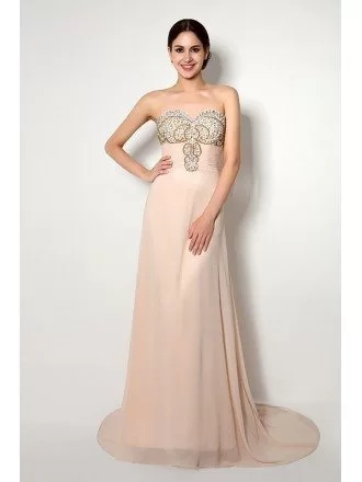 A-line Sweetheart Court Train Prom Dress