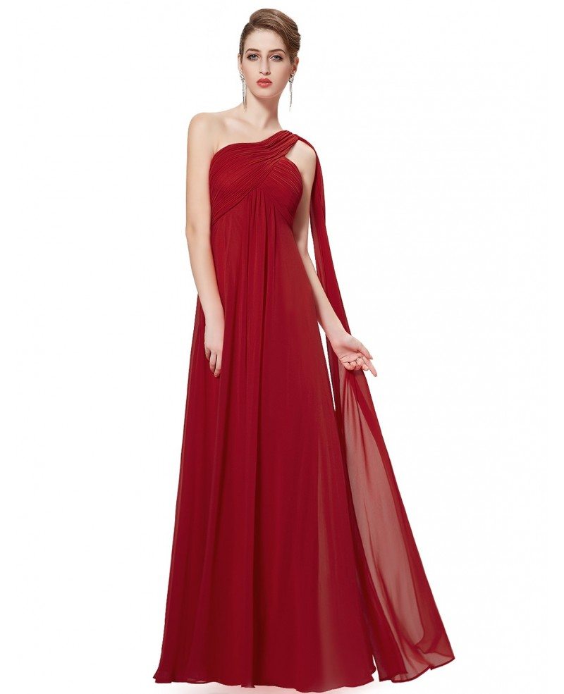 Empire One-shoulder Chiffon Floor-length Bridesmaid Dress With Ruffle # ...