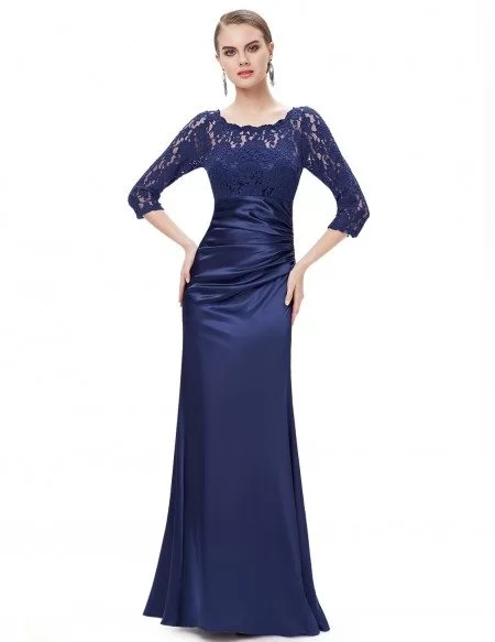 Elegant Sheath Lace Scalloped Neckline Evening Dress With 3/4 Sleeves # ...