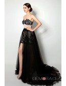 A-line Sweetheart Floor-length Removable Prom Dress
