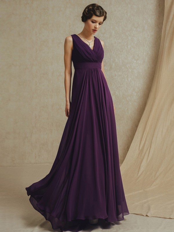 Empire Long Chiffon Dresses with Sweethart Orchid main image 0