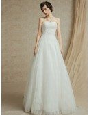 Sweetheart Lace A-line Tulle Custom Wedding Dress with Long Train