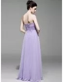 Lavender Beaded Waist Long Strapless Chiffon Bridesmaid Dress