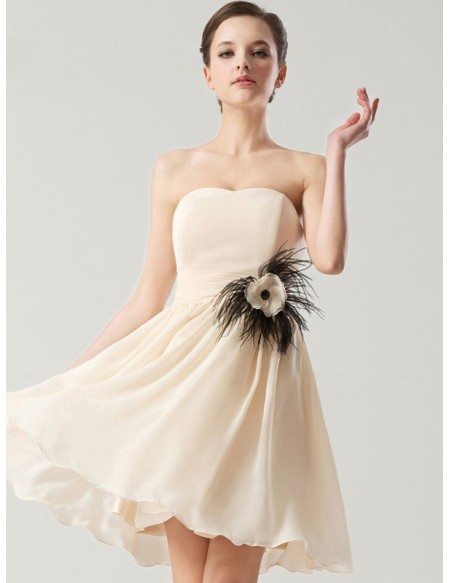 Chiffon Sweetheart Short Bridesmaid Dress with Flower #BS062 $98 ...