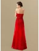 Best Red Lace Tulle Pleated Sweetheart Floor Length Wedding Dress
