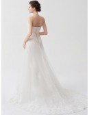 Sweetheart Beaded A-line Lace Tulle Wedding Dress Corset Back