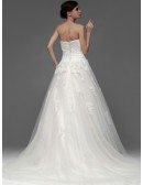 Lace A-line Long Tulle Wedding Dress with Sweep Train
