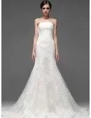 Trumpet Lace Tulle Strapless Custom Fitted Wedding Dress