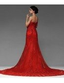 Sweetheart Sequined Lace Trumpet Long Tulle Wedding Dress