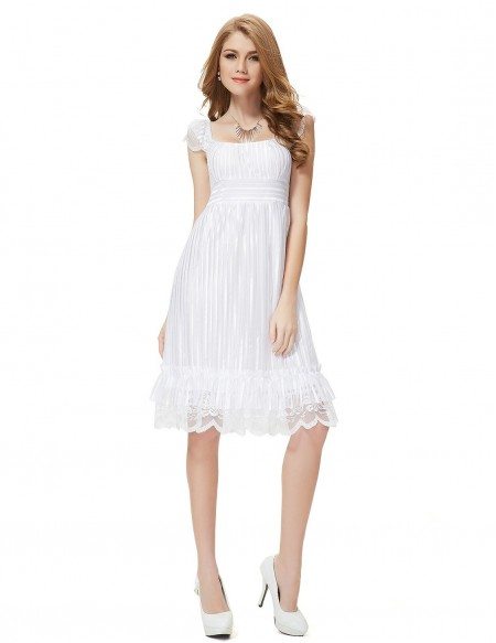A-line Square Neckline Knee-length Cocktail Dress With Sleeves