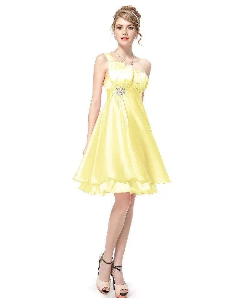 Aline Oneshoulder Kneelength Formal Dress With Rhinestones 