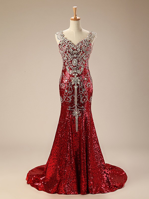 Golden Mermaid Sweetheart Sweep Train Ball Dress With Sequins main image 1
