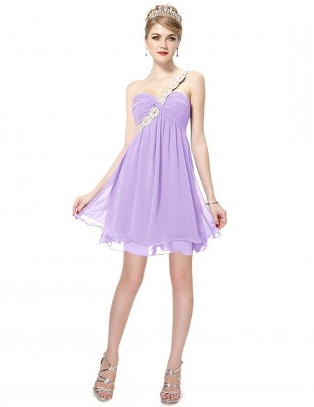 A-line One-shoulder Printed Short Bridesmaid Dress With Beading