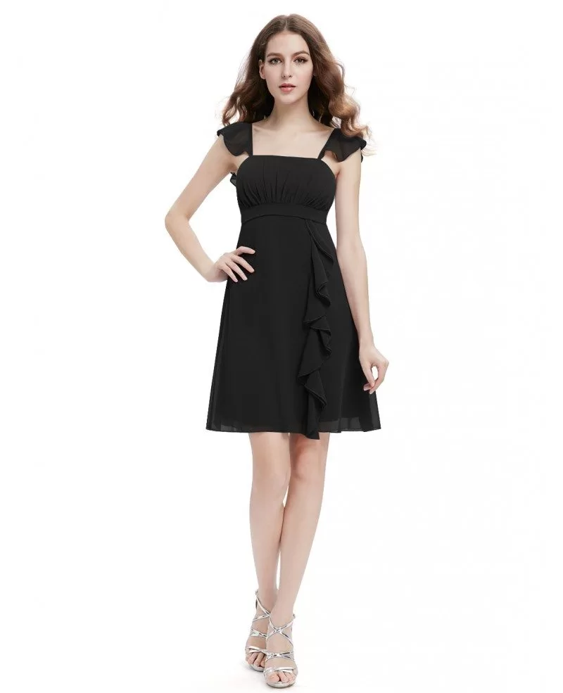 A-line Square Neckline Short Bridesmaid Dress With Cap Sleeves # ...