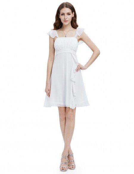 A-line Square Neckline Short Bridesmaid Dress With Cap Sleeves