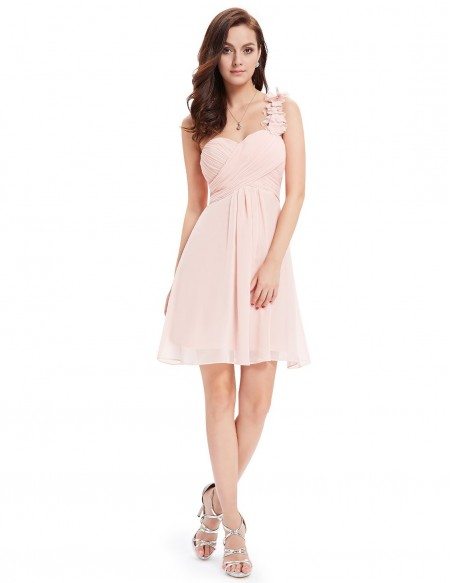 A-line One-shoulder Short Bridesmaid Dress With Ruffle