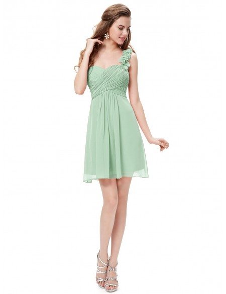 A-line One-shoulder Short Bridesmaid Dress With Ruffle