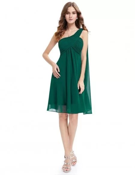 A-line One-shoulder Knee-length Bridesmaid Dress With Ruffle