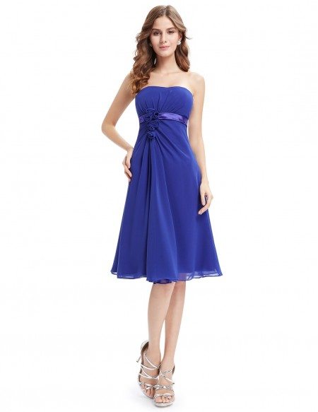 A-line Strapless Knee-length Bridesmaid Dress With Ruffle