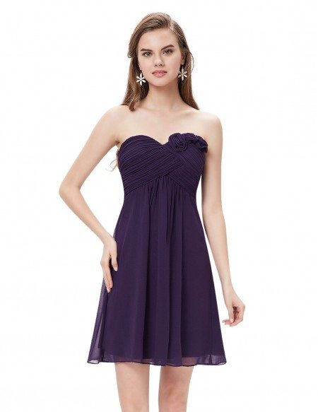 A-line Sweetheart Short Pleated Bridesmaid Dress With Flowers