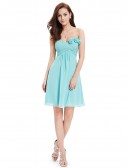 A-line Sweetheart Short Pleated Bridesmaid Dress With Flowers