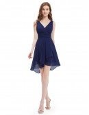 A-line V-neck Short Bridesmaid Dress With Open Back