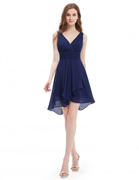 A-line V-neck Short Bridesmaid Dress With Open Back