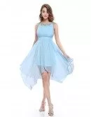 A-line Scoop Neck High Low Party Dress With Beading