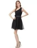 A-line One-shoulder Short Party Dress With Bow