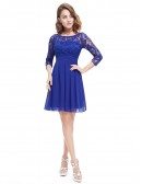 A-line Cute Lace Short Cocktail Dress With Half Sleeves