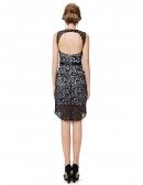 Sheath Scoop Neck Backless Asymmetrical Lace Cocktail Dress
