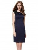 Sheath Scoop Neck Short Cocktail Dress With Lace Sleeves