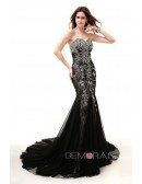 Mermaid Sweetheart ChapleTrain Tulle Prom Dress With Beading Sequins