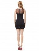 Sheath Scoop Neck Mini Cocktail Dress With Lace