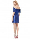 Sheath Off-the-shoulder Mini Cocktail Dress With Lace